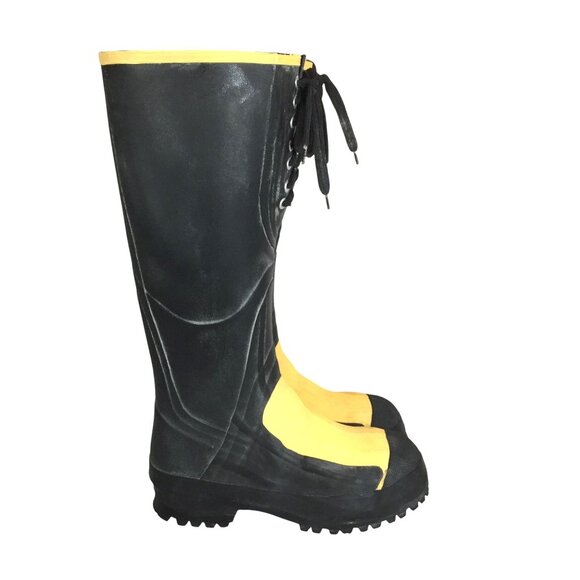 LaCrosse ASTM Safety Toe Tall Black Rubber Boots Vibram Sole Mens 6 /Women 8.5 - Picture 1 of 12